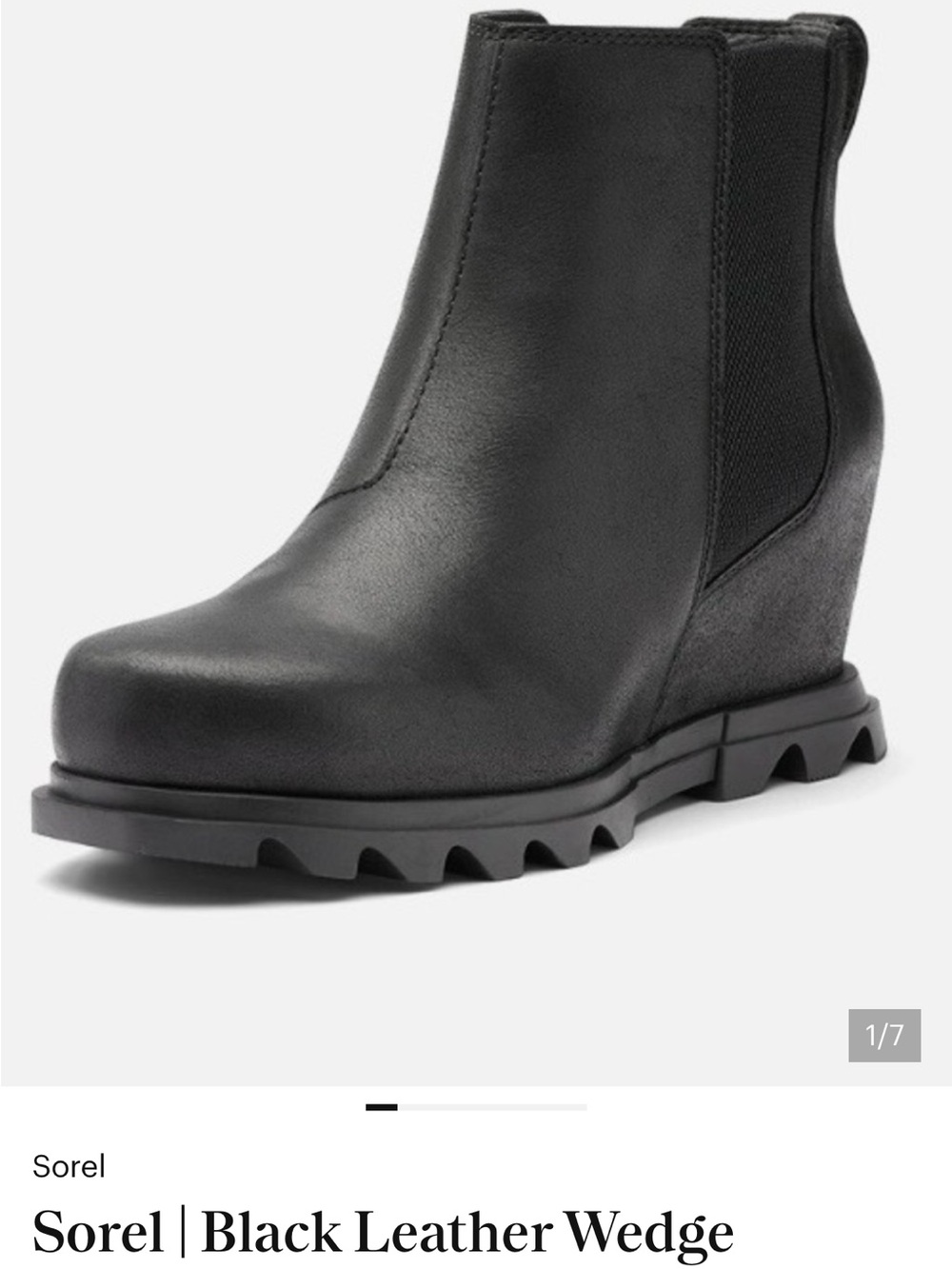 Sorel Black Leather Wedge Chelsea Boot